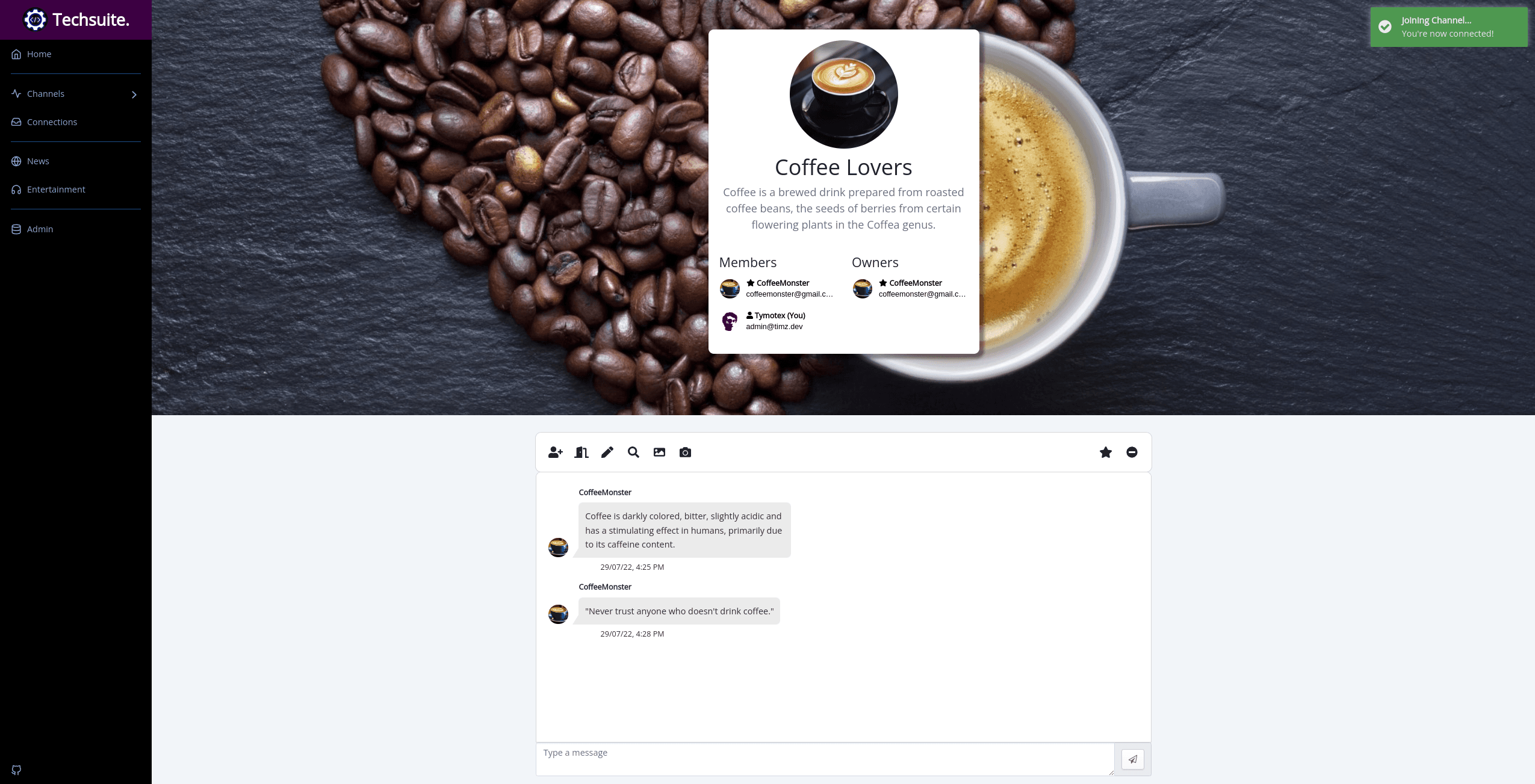 Channel page.