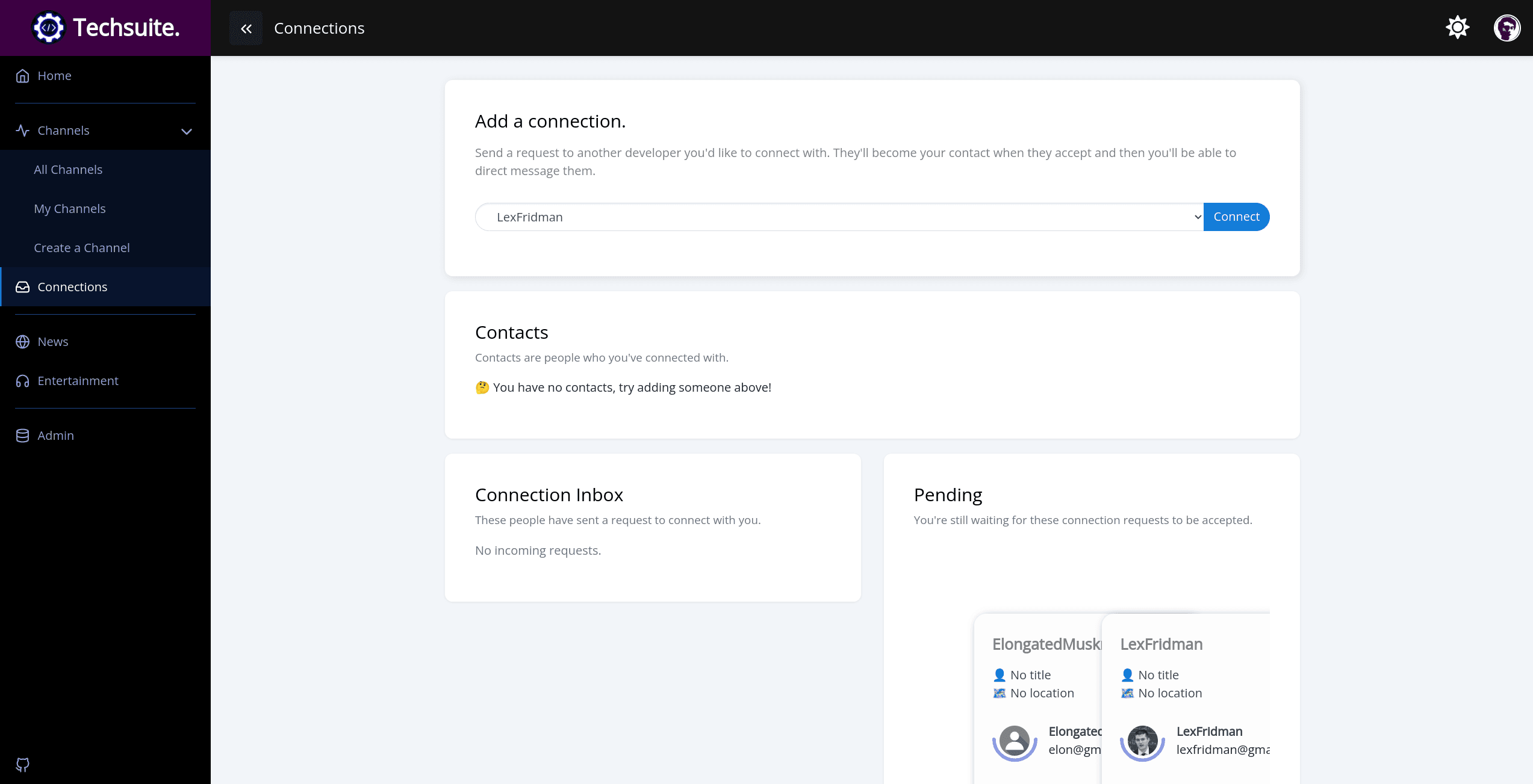 Connections page.
