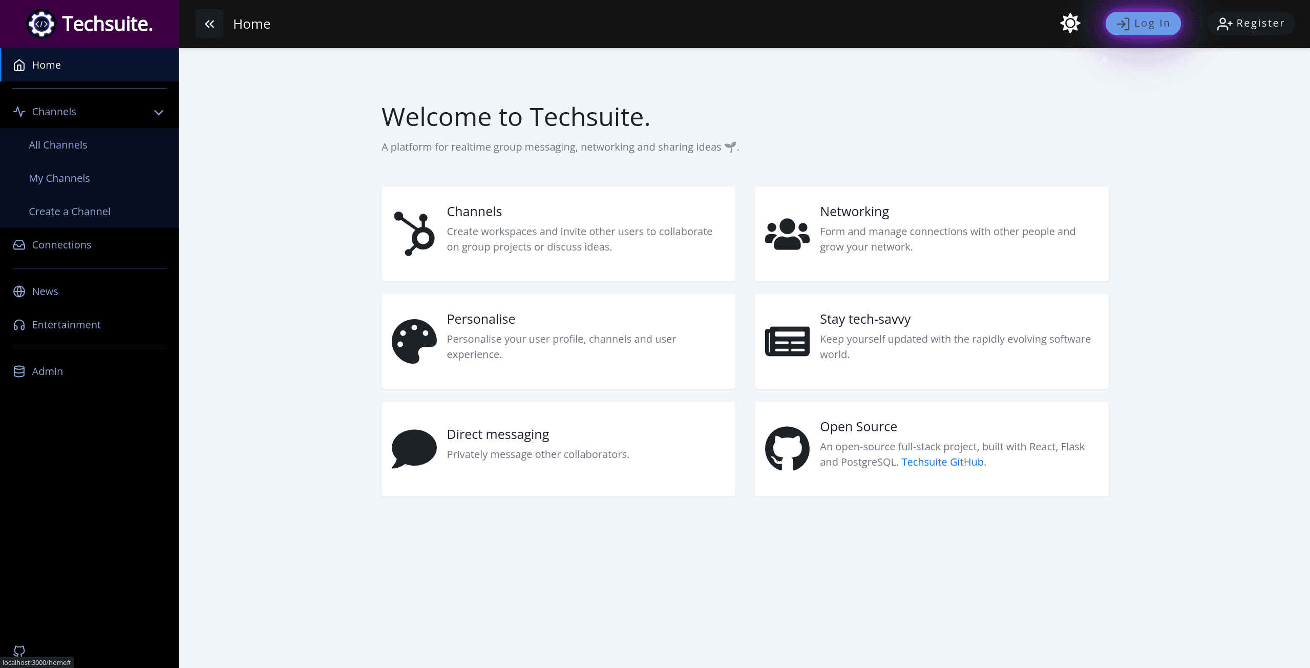 Landing page.
